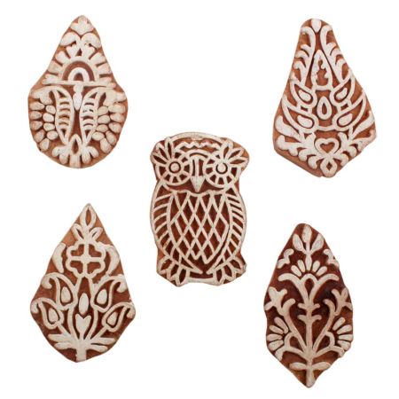 Set of 5 Piece New Mix Wooden Printing Blocks